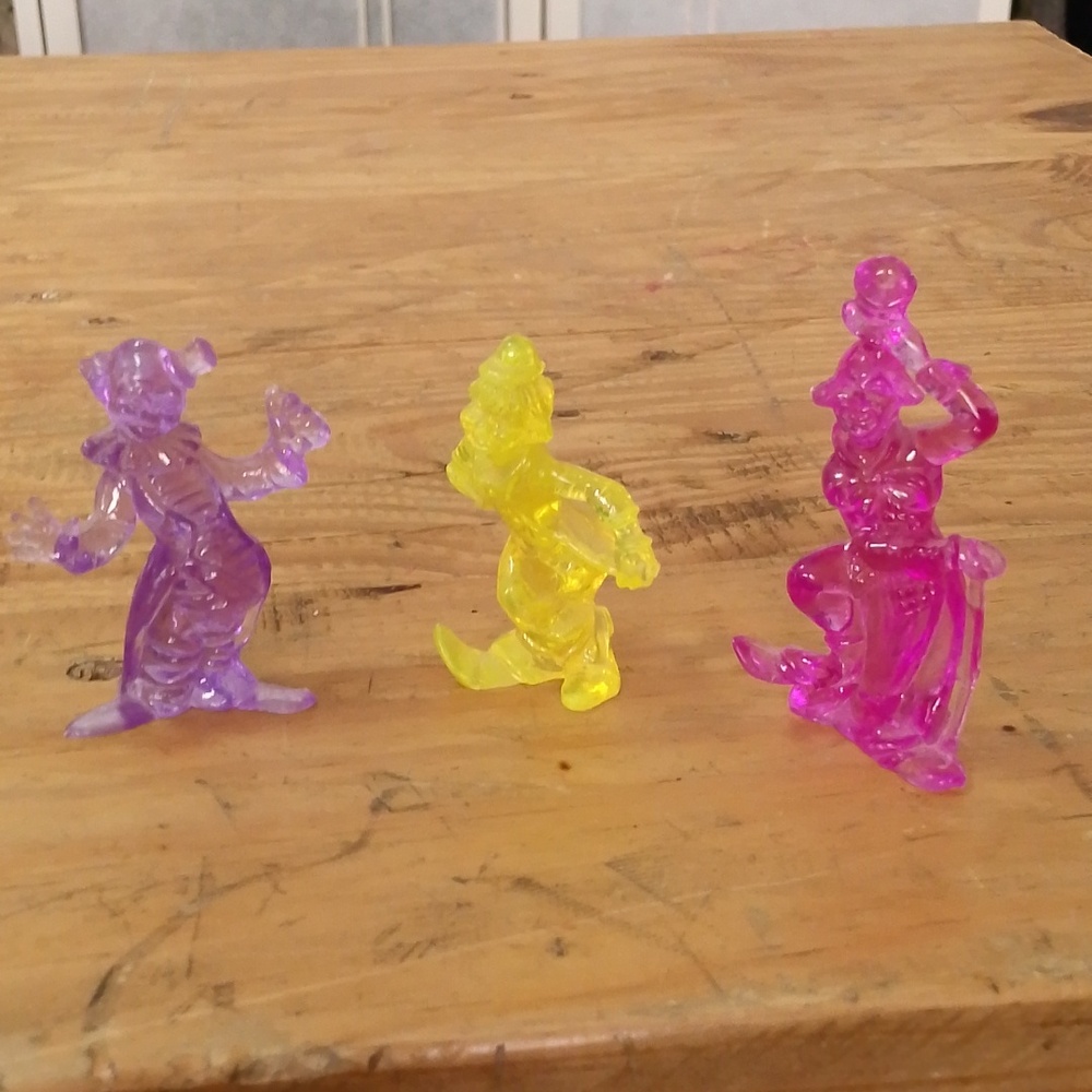 Lot of 3 Lucite Plastic Clowns